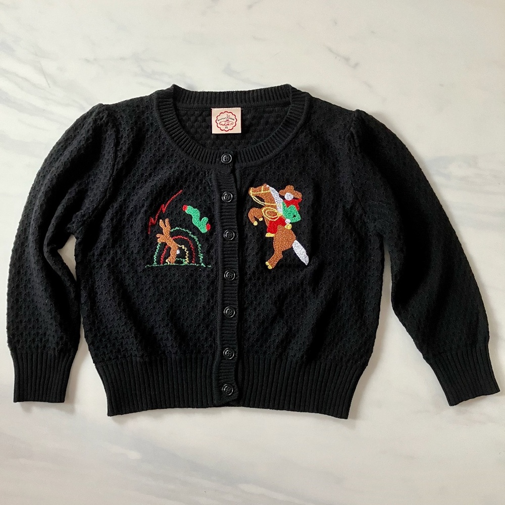 NWT Rockabilly Cowgirl Knit Black Cardigan Western Theme  XL 19” Pit 2 Pit